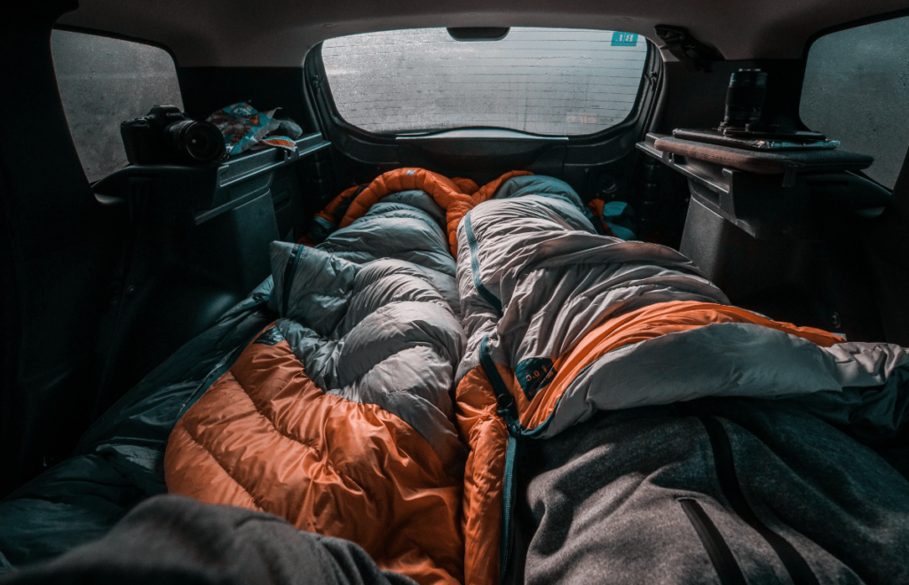 car camping in a car