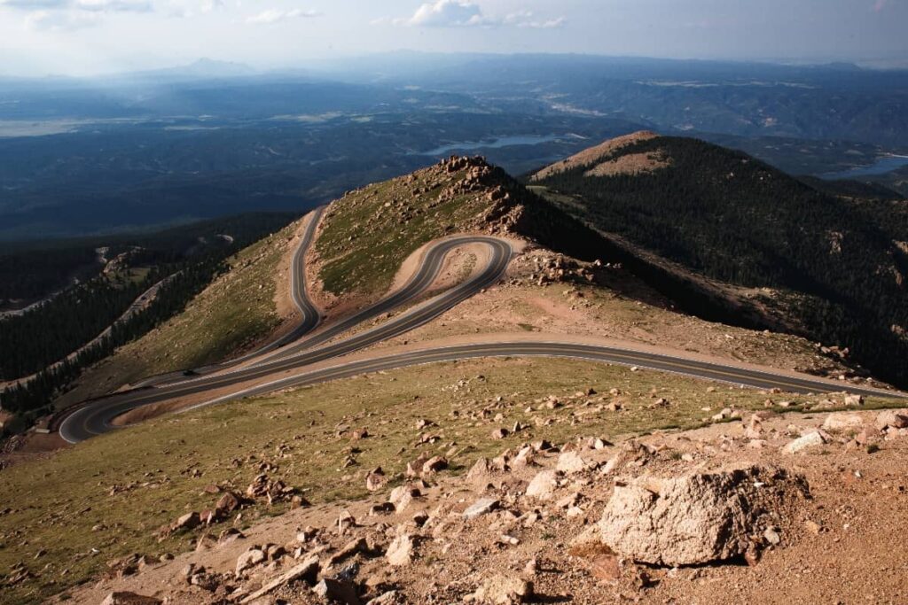 a photo of the road to the top of Pikes Peak